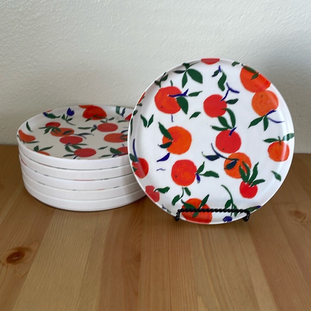 Opalhouse Bamboo Melamine Orange Print 8 inch Salad Plates Set of 6